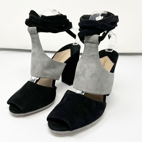 Tamara Mellon Tied Up Peep Toe Block Heels Size 38 - Picture 10 of 10